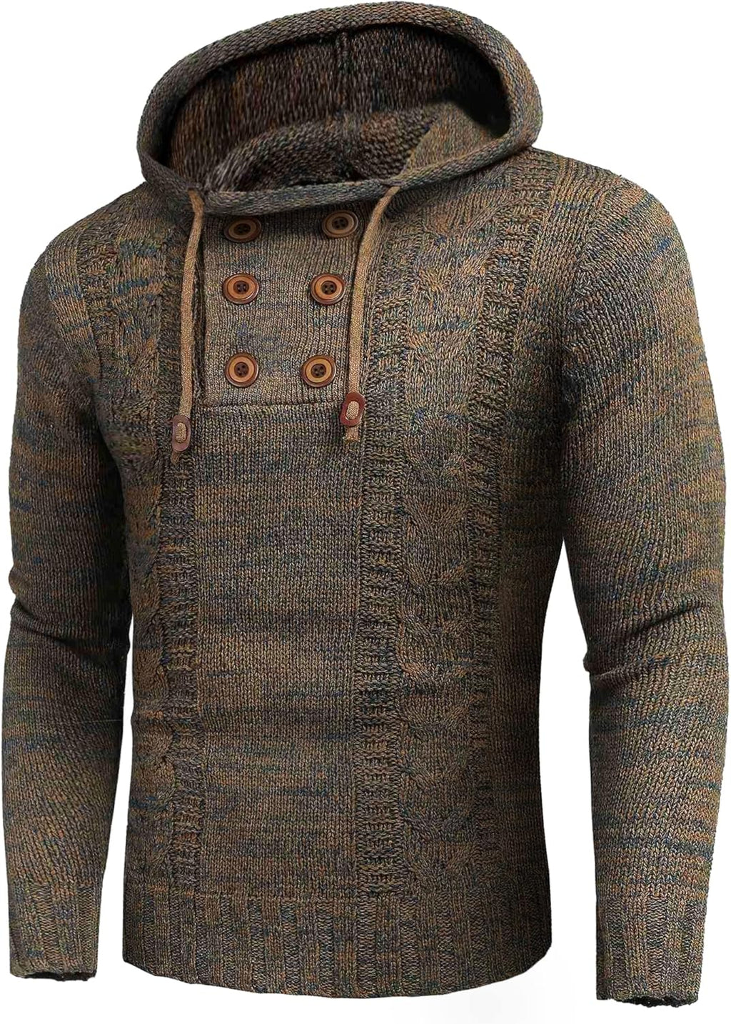 Men'S Knitted Hoodies Pullover Casual Long Sleeve Turtleneck Sweaters