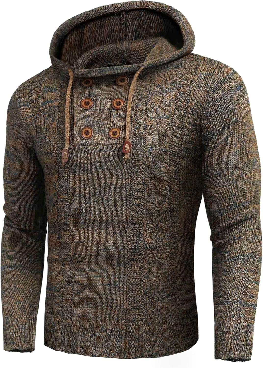 Men'S Knitted Hoodies Pullover Casual Long Sleeve Turtleneck Sweaters