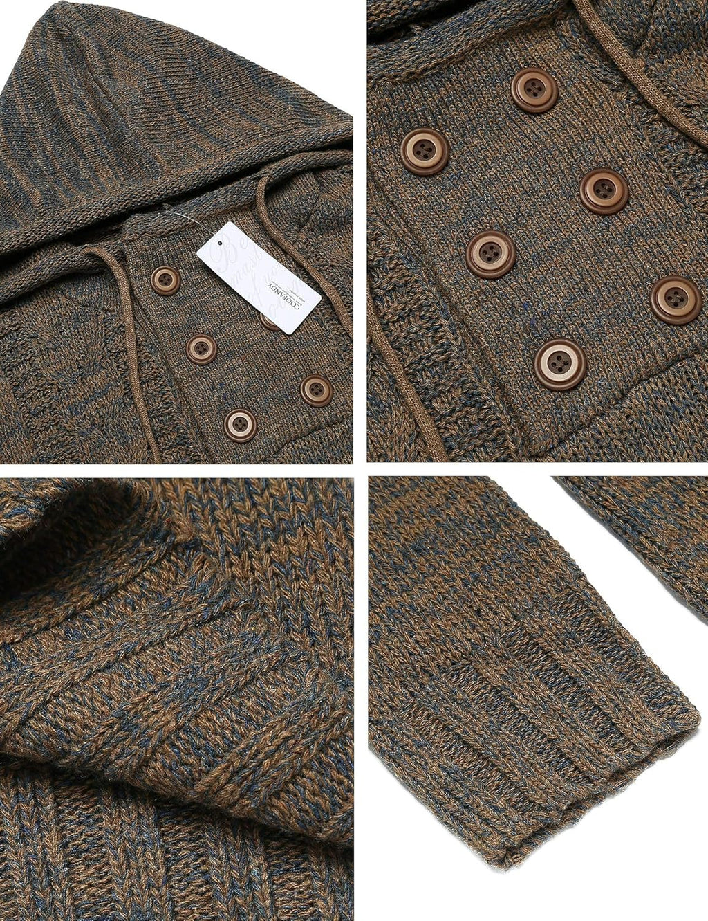 Men'S Knitted Hoodies Pullover Casual Long Sleeve Turtleneck Sweaters
