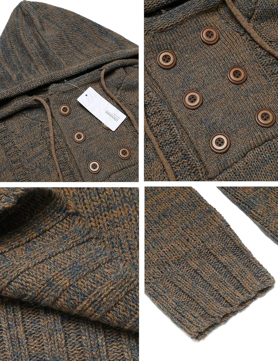 Men'S Knitted Hoodies Pullover Casual Long Sleeve Turtleneck Sweaters